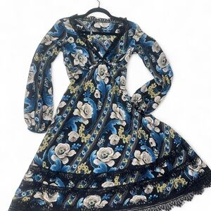 Poleci Blue and Yellow Floral Dress
